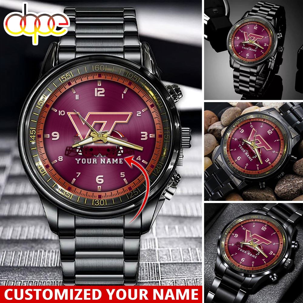 jwfancy virginia tech hokies ncaa personalized sport watch gift for fans for this season na1lw