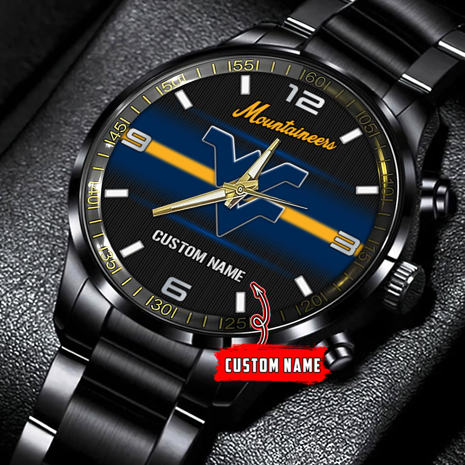jwfancy west virginia mountaineers ncaa personalized black stainless steel watch gift for fans tgi70