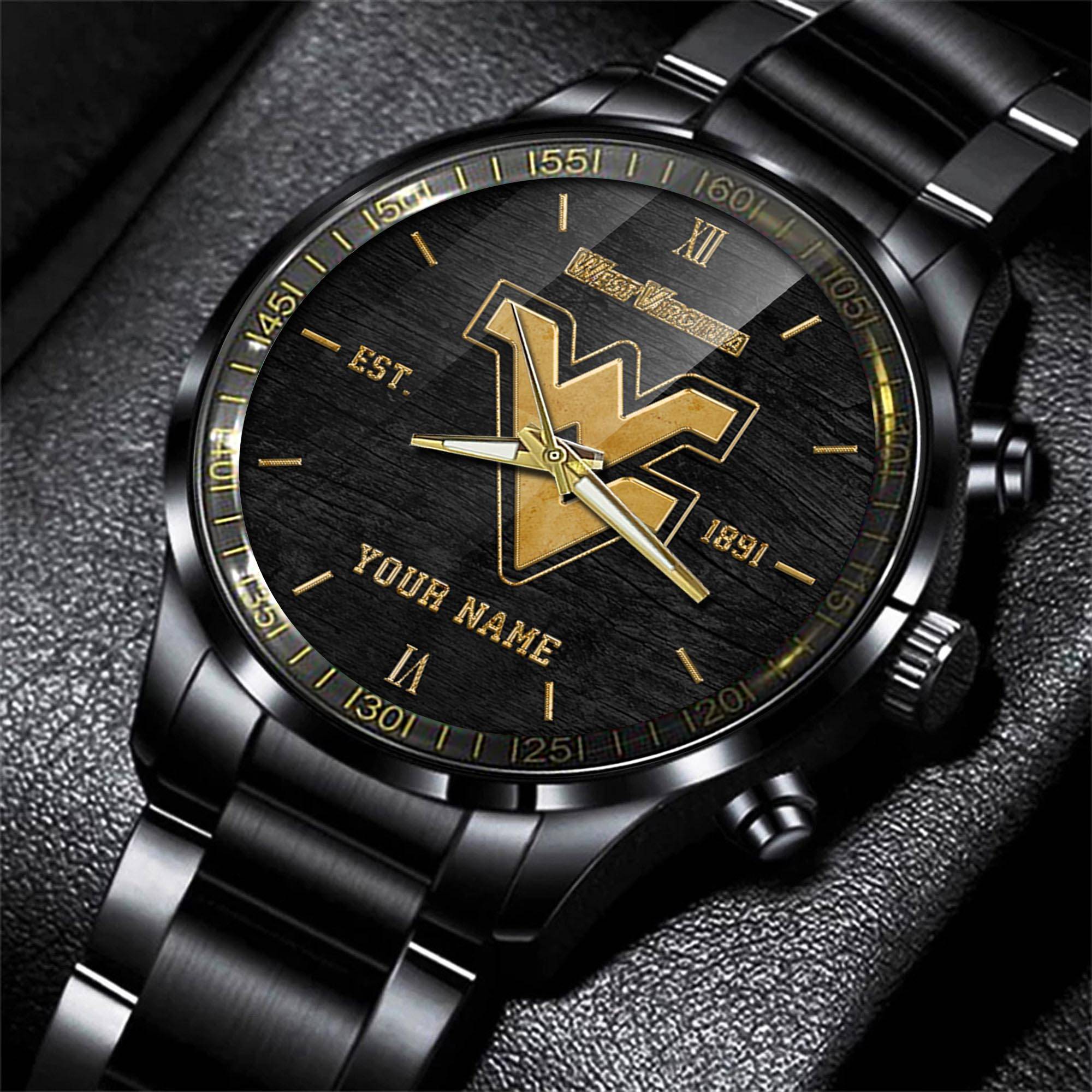 jwfancy west virginia ncaa personalized black style hand watch gifts for fan 6bjr9