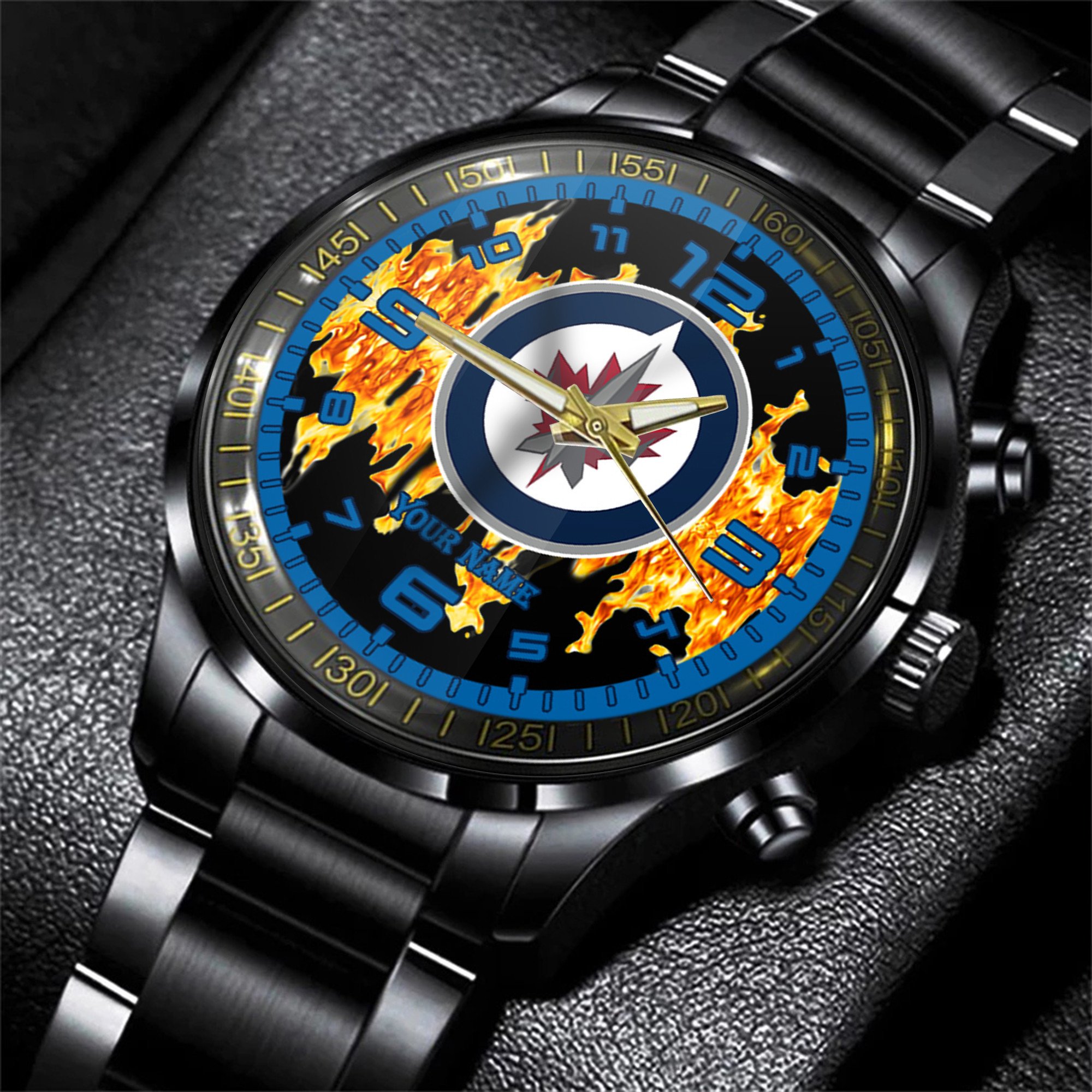 jwfancy winnipeg jets nhl men black hand watch personalized gift for fans xcxxg