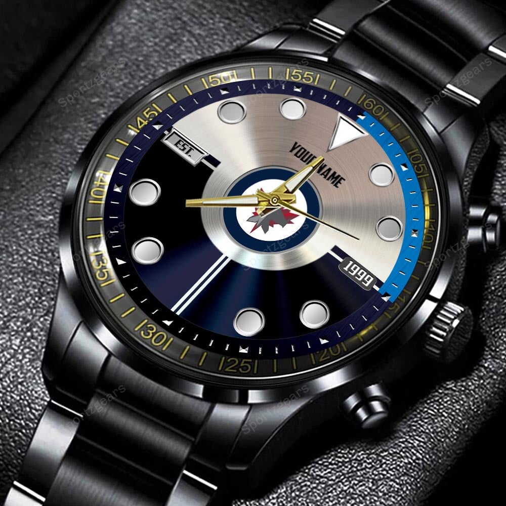 jwfancy winnipeg jets nhl personalized new black hand watch gift for fans inet4