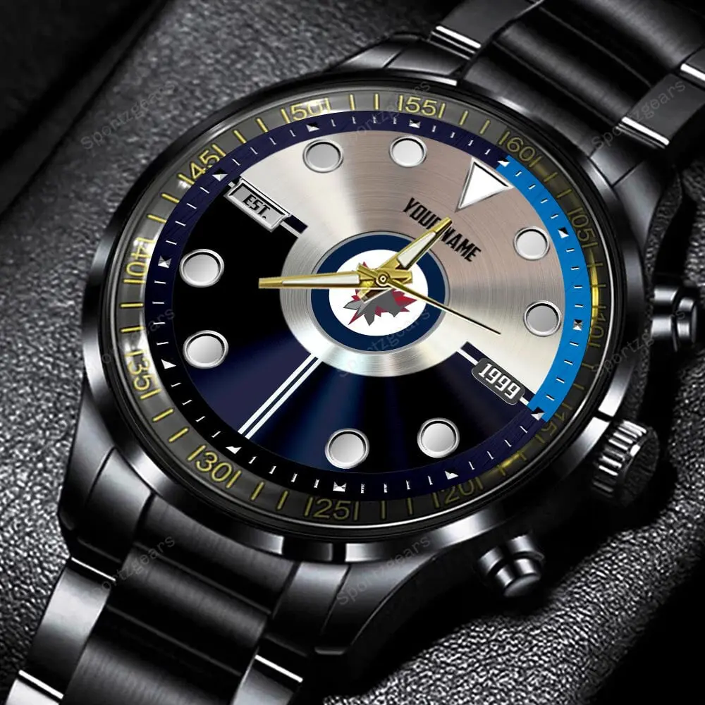 jwfancy winnipeg jets nhl personalized new black hand watch gift for fans inet4