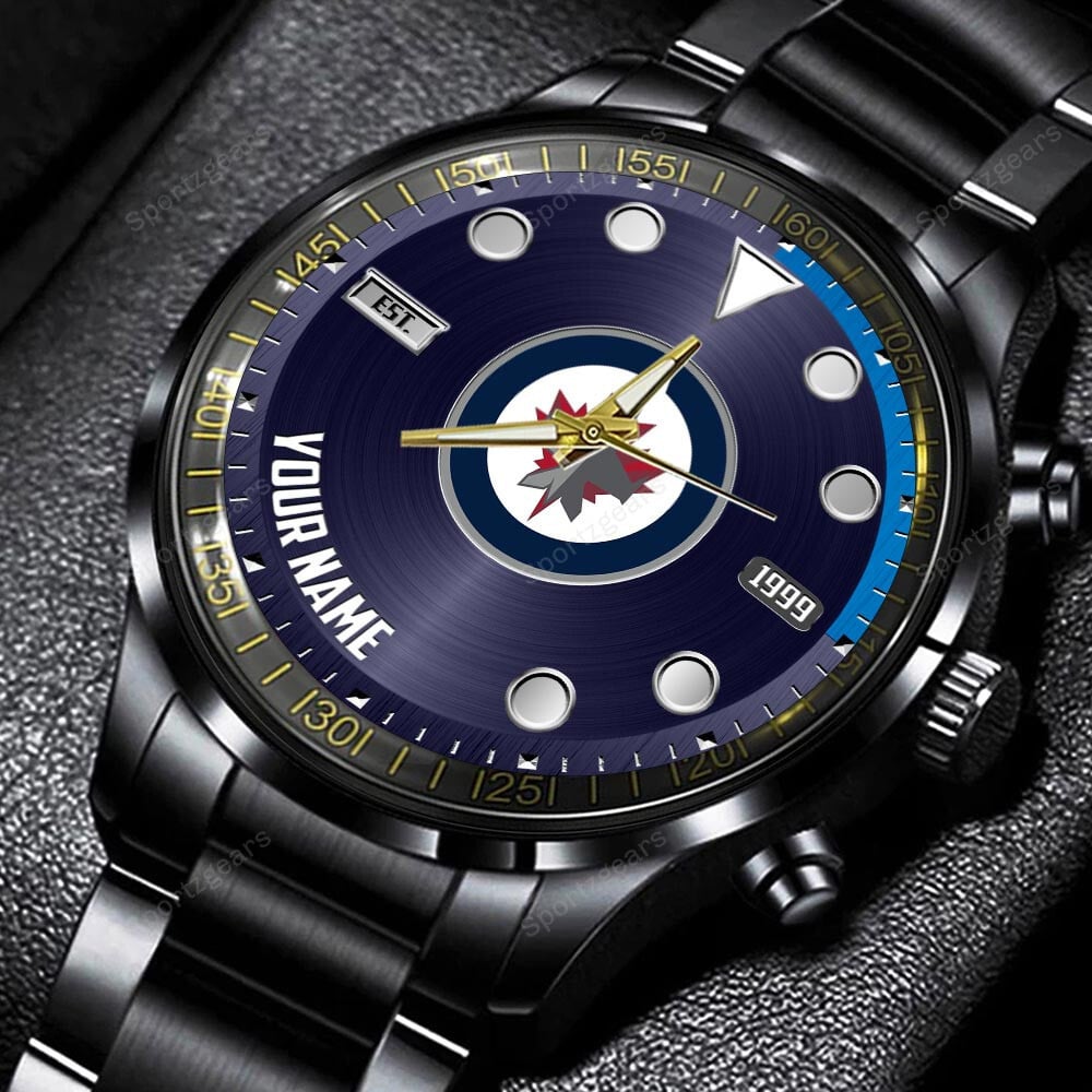 jwfancy winnipeg jets nhl personalized new black hand watch gift for fans wsi56