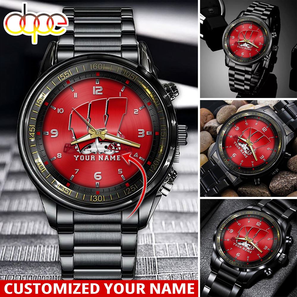 jwfancy wisconsin badgers ncaa personalized sport watch gift for fans for this season qtqop