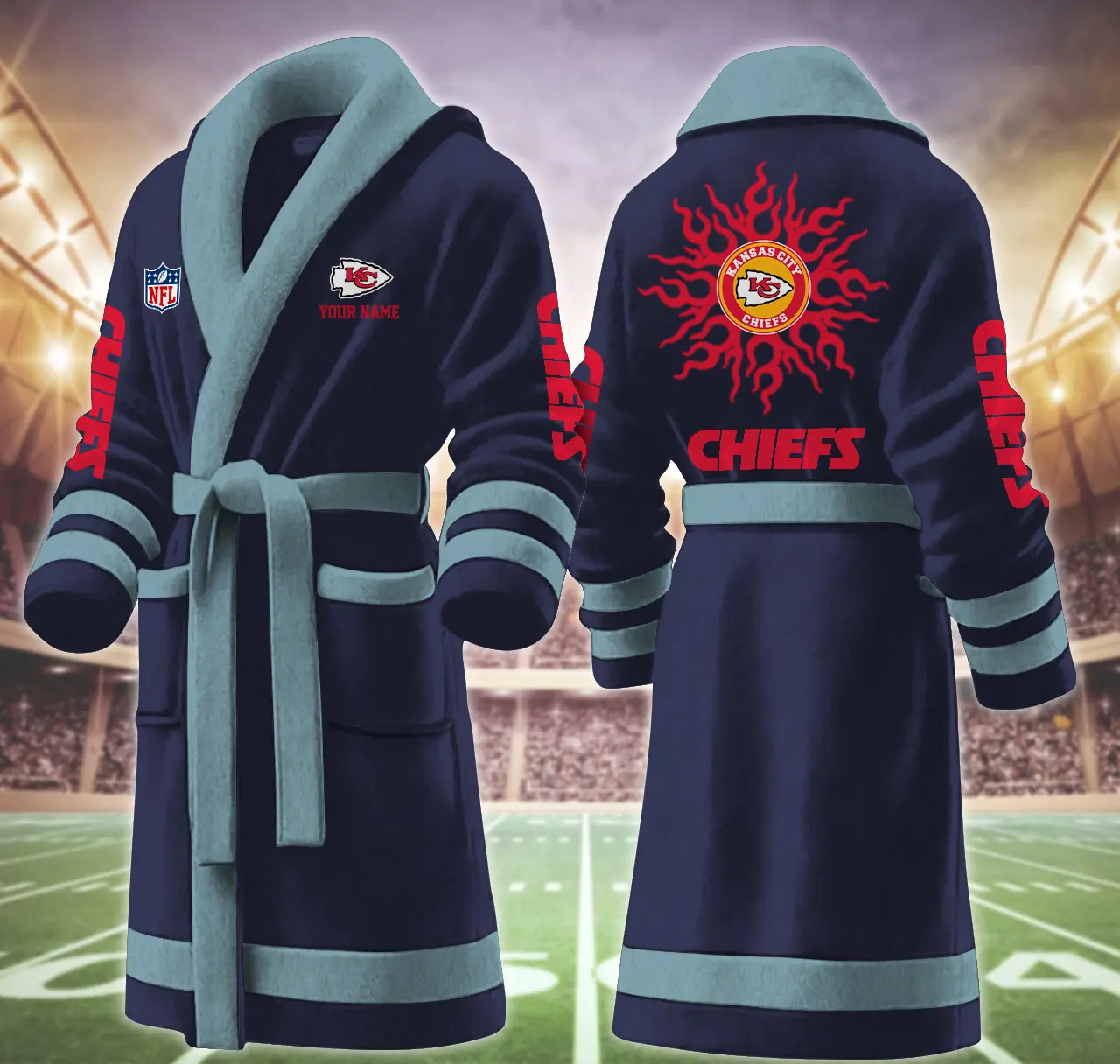 kansas city chiefs nfl personalized fleece bathrobe 0mdeq