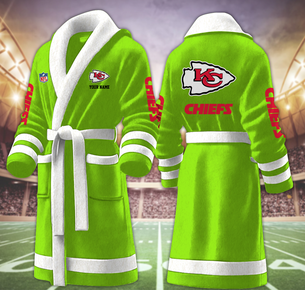 kansas city chiefs nfl personalized fleece bathrobe 4khmd