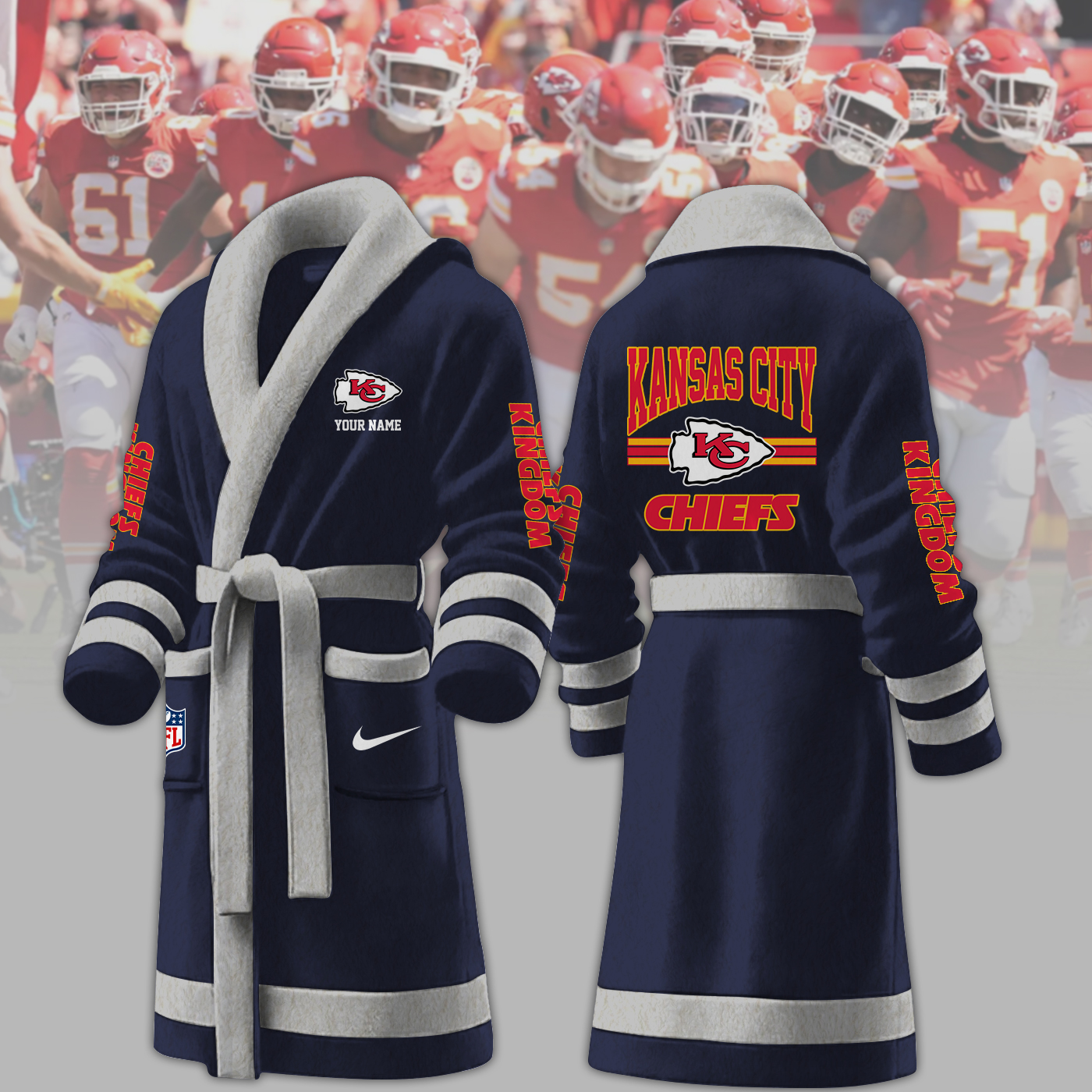 kansas city chiefs nfl personalized fleece bathrobe 4qfvs