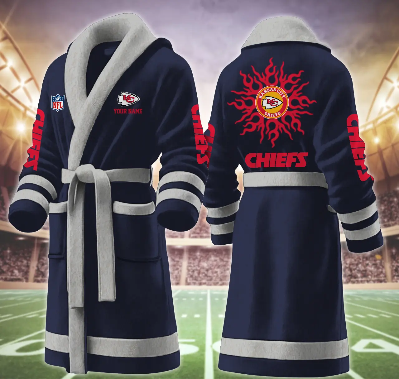 kansas city chiefs nfl personalized fleece bathrobe 6wbaz