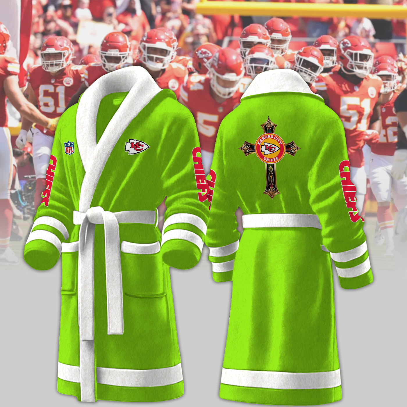 kansas city chiefs nfl personalized fleece bathrobe 7ta97