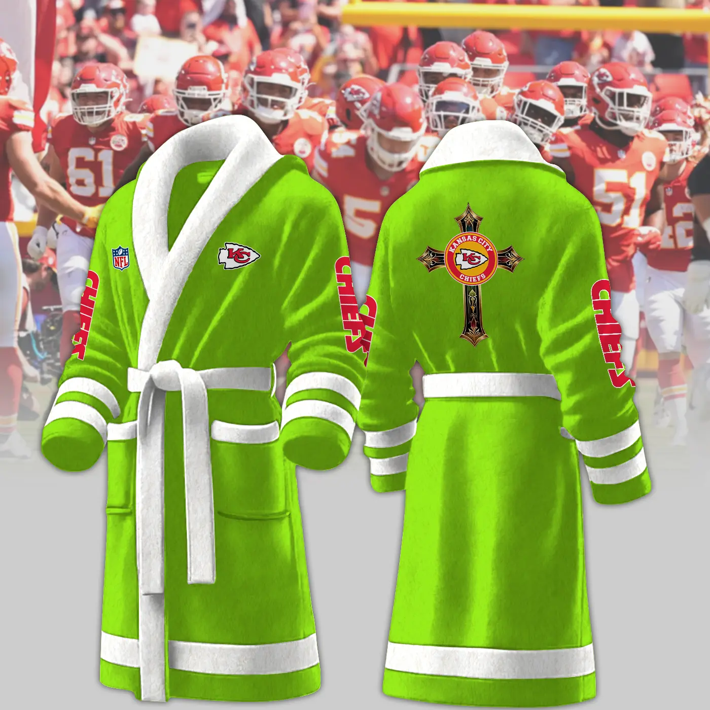 kansas city chiefs nfl personalized fleece bathrobe 7ta97