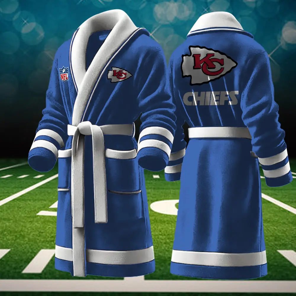 kansas city chiefs nfl personalized fleece bathrobe 7udls