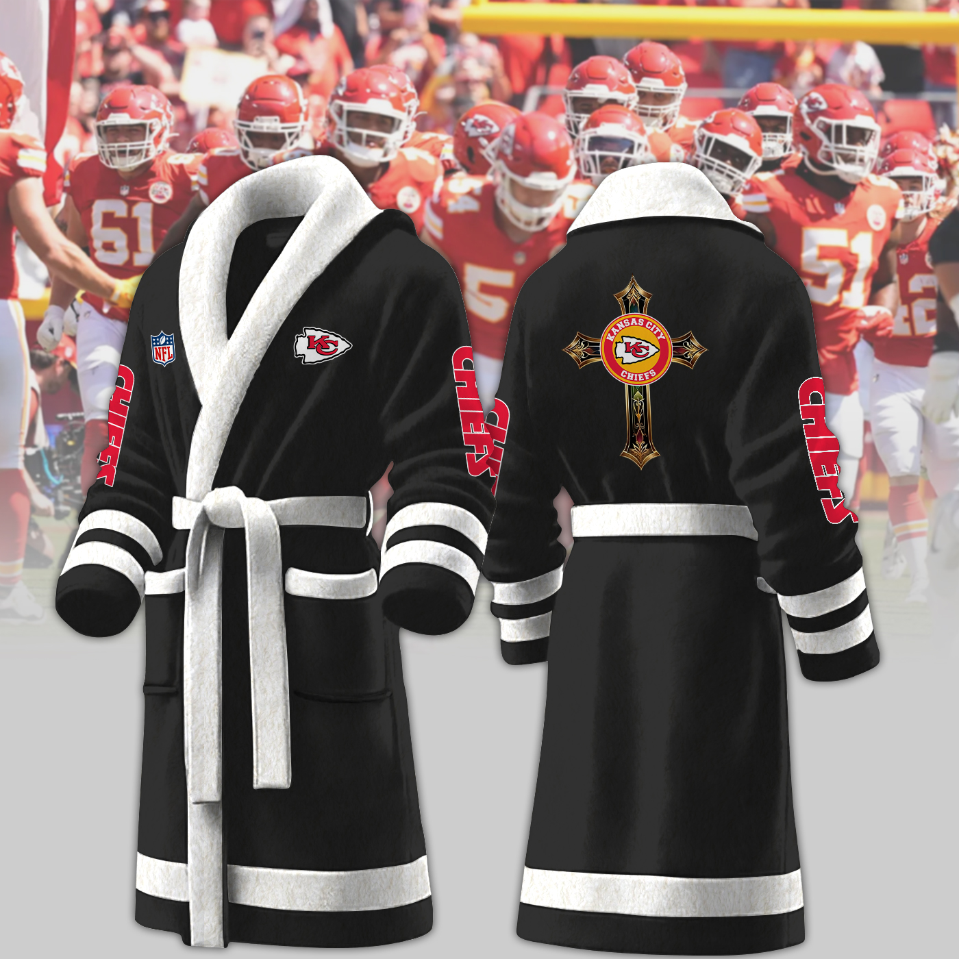 kansas city chiefs nfl personalized fleece bathrobe 8k5vf