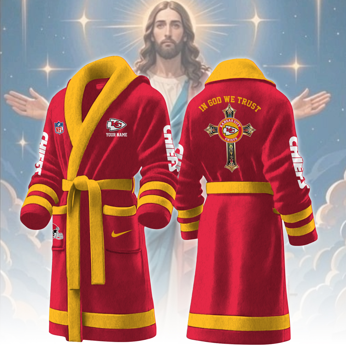 kansas city chiefs nfl personalized fleece bathrobe akzcj