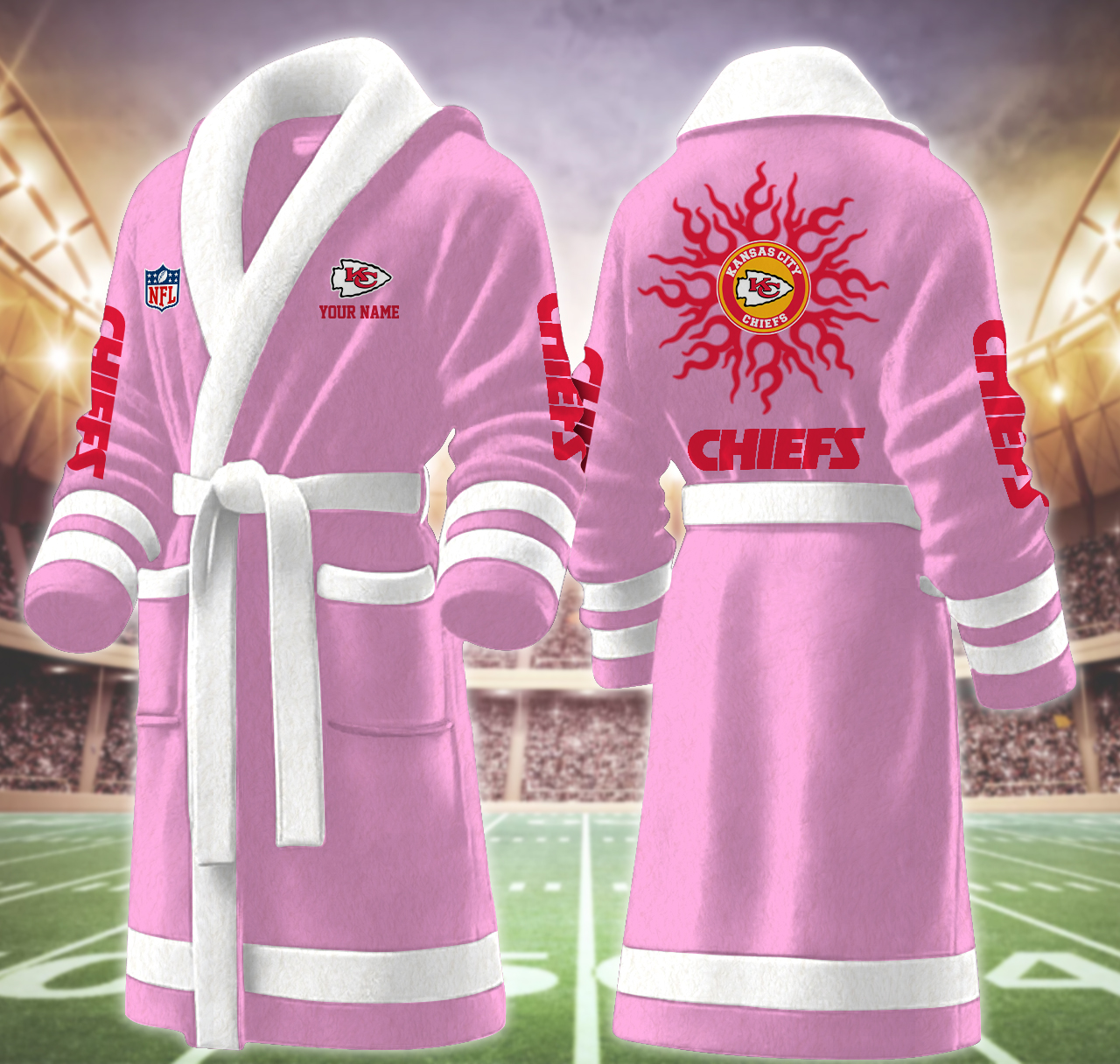 kansas city chiefs nfl personalized fleece bathrobe at6zp