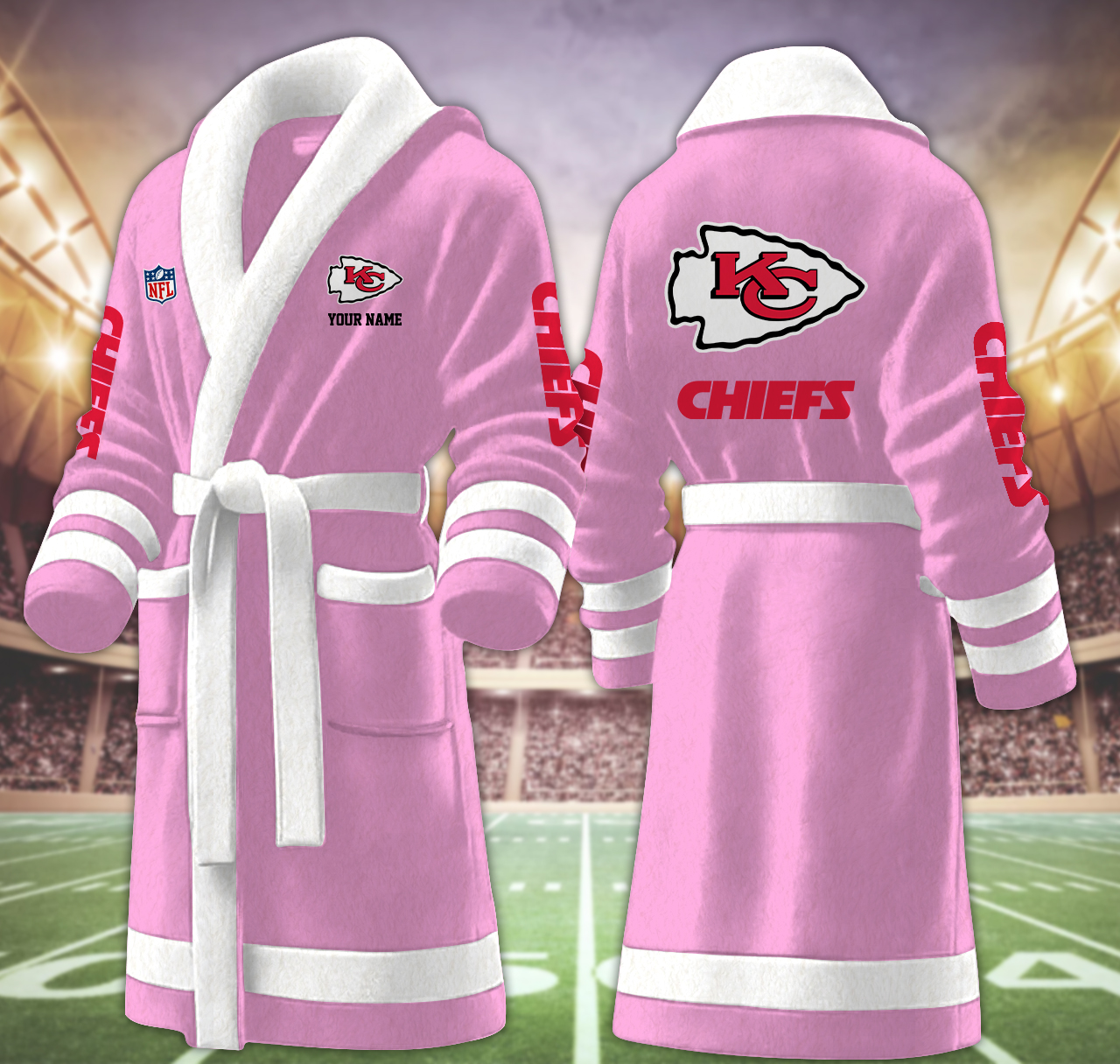 kansas city chiefs nfl personalized fleece bathrobe au9of