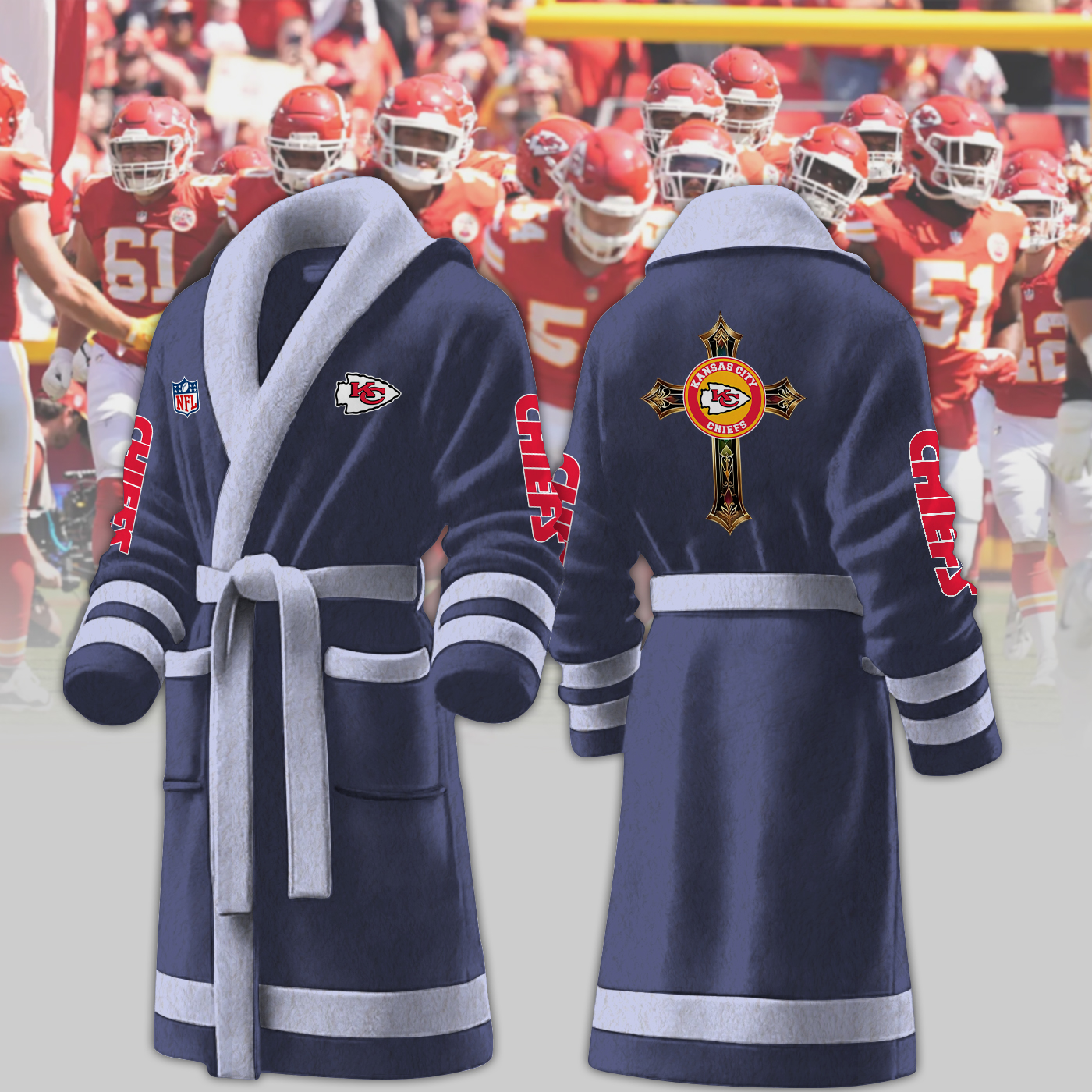 kansas city chiefs nfl personalized fleece bathrobe bmdlu
