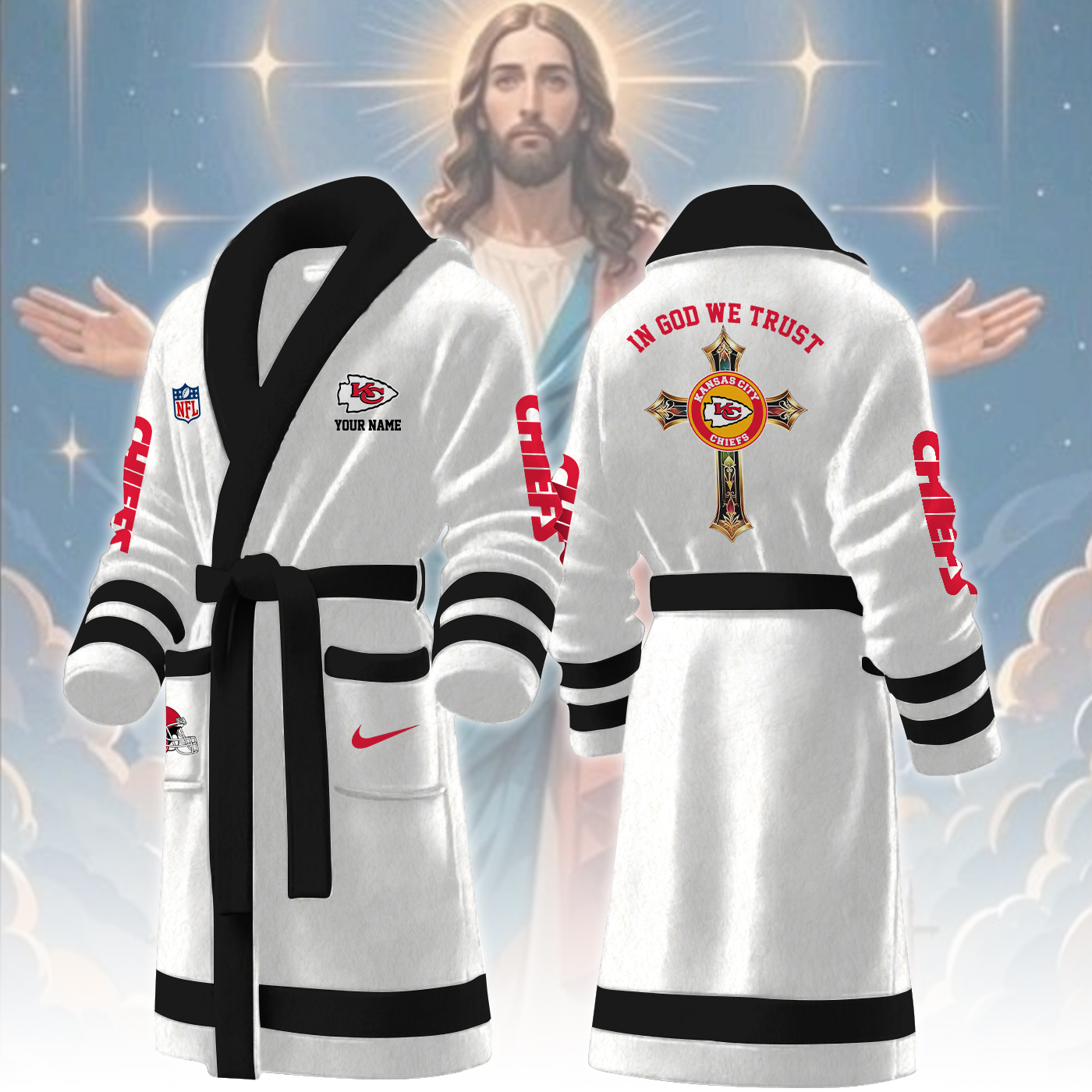 kansas city chiefs nfl personalized fleece bathrobe bp2fv
