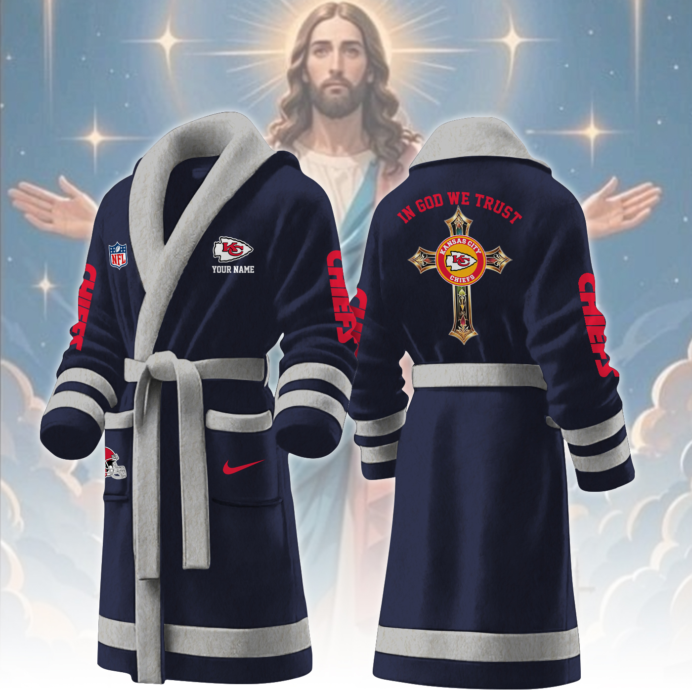 kansas city chiefs nfl personalized fleece bathrobe cwza0
