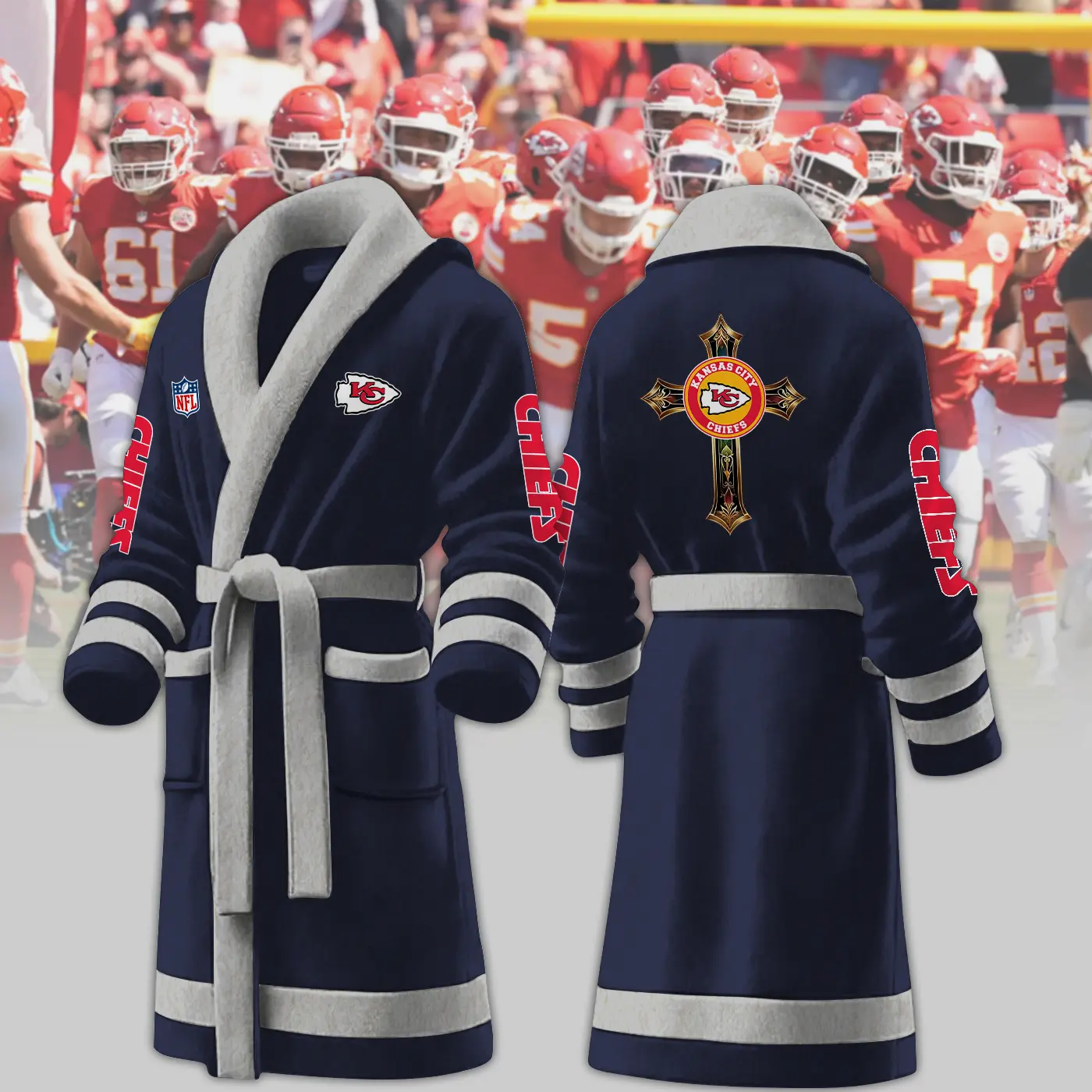 kansas city chiefs nfl personalized fleece bathrobe cxwyo