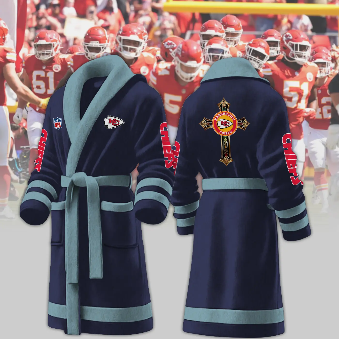 kansas city chiefs nfl personalized fleece bathrobe dqprl