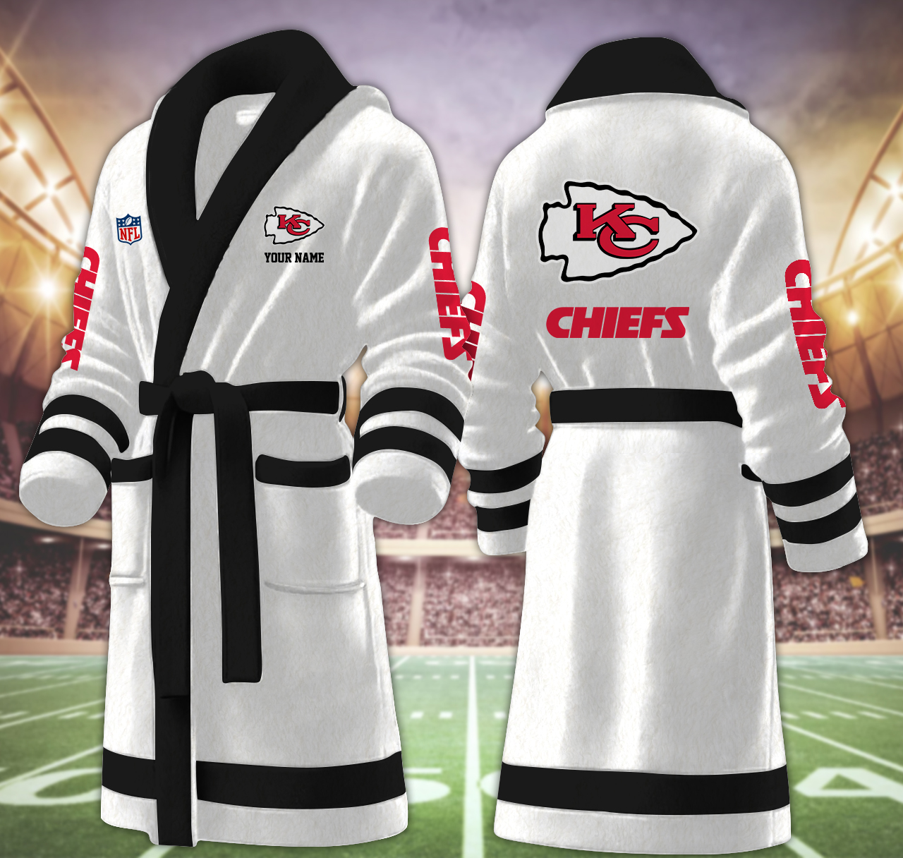 kansas city chiefs nfl personalized fleece bathrobe dw1tn