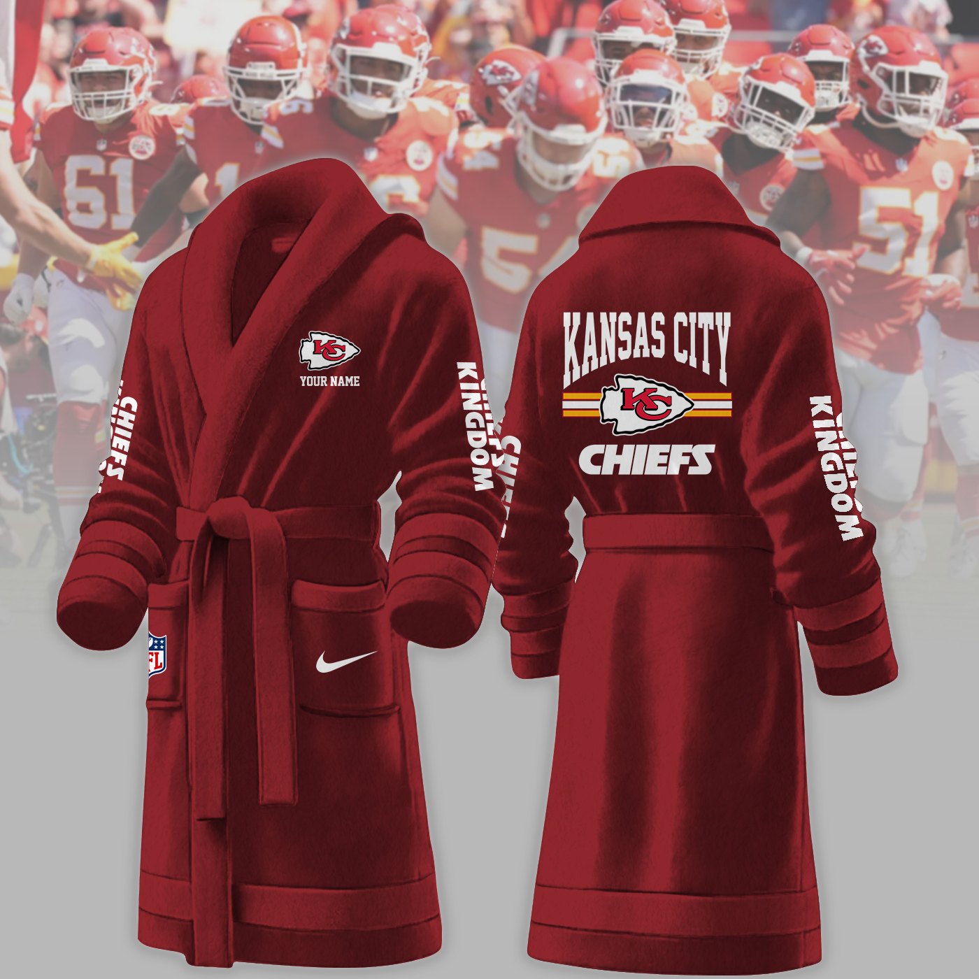 kansas city chiefs nfl personalized fleece bathrobe dxjtu