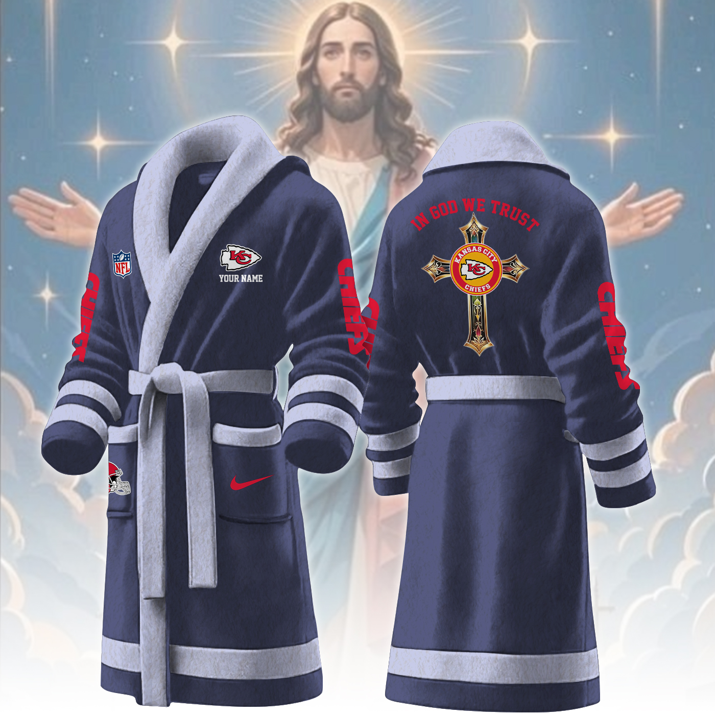 kansas city chiefs nfl personalized fleece bathrobe elrur