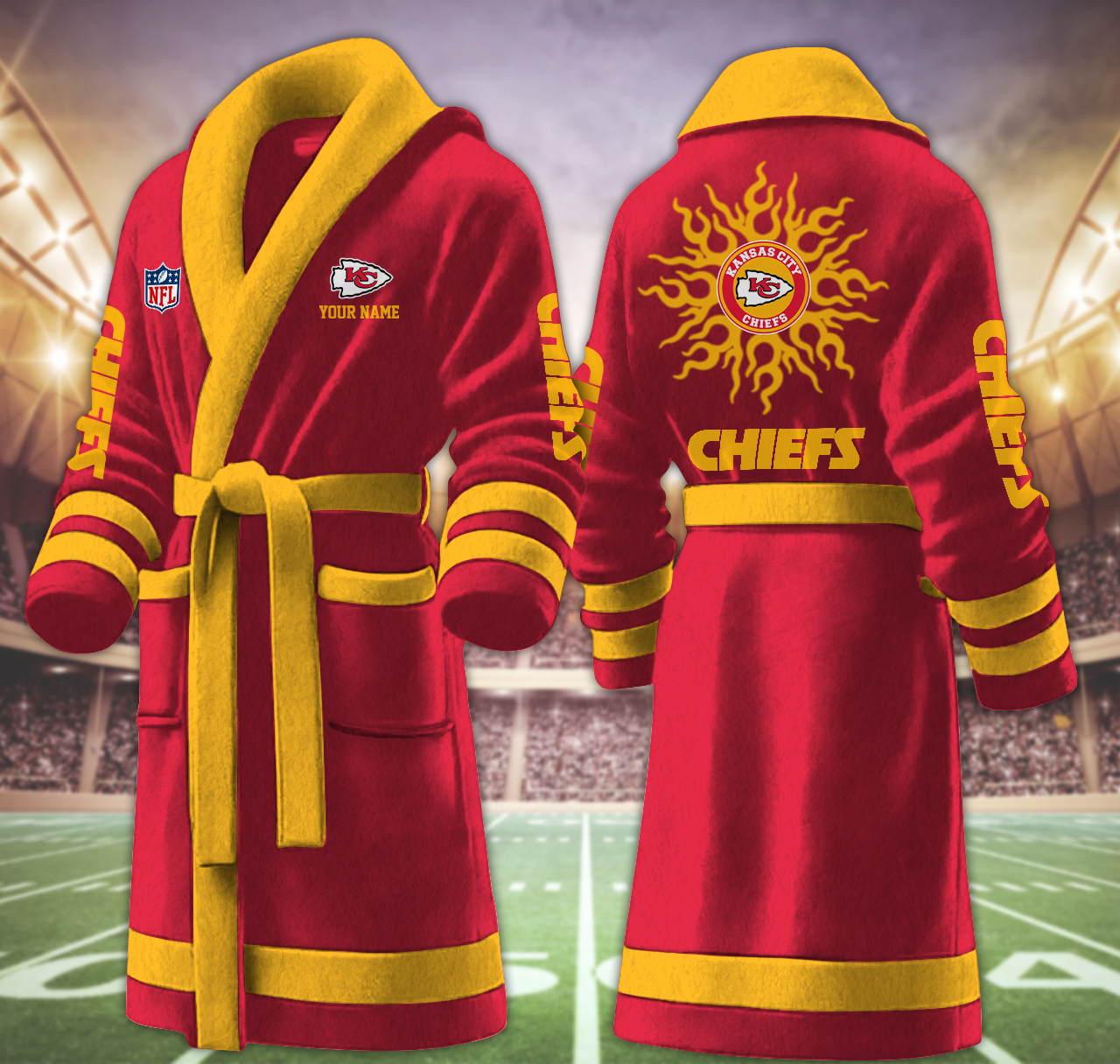 kansas city chiefs nfl personalized fleece bathrobe f8qa0