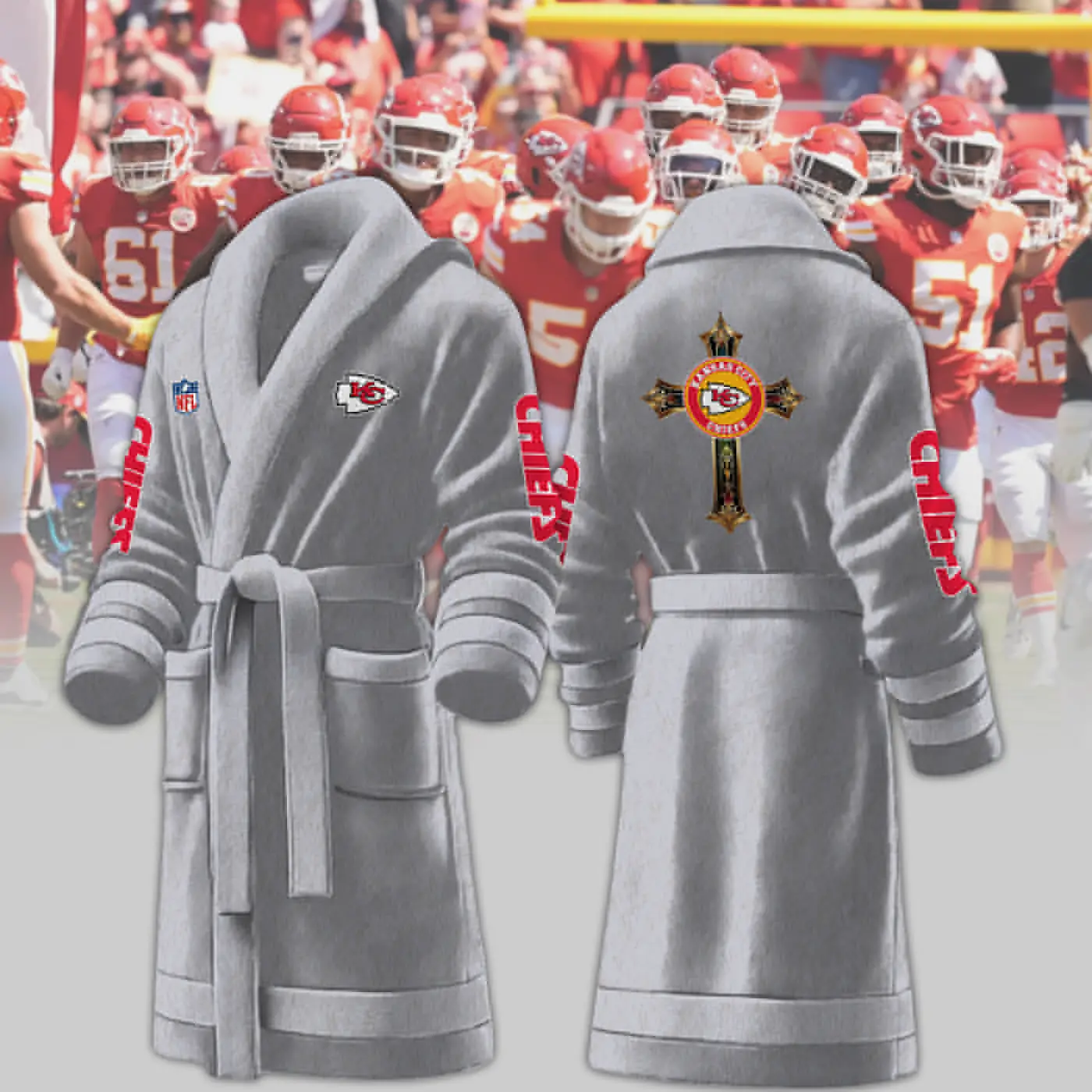 kansas city chiefs nfl personalized fleece bathrobe ftnvi