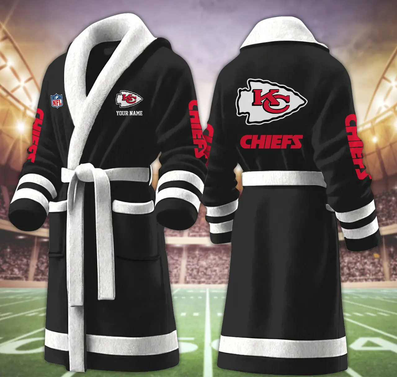 kansas city chiefs nfl personalized fleece bathrobe gwyg3
