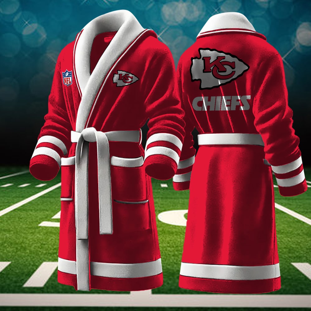 kansas city chiefs nfl personalized fleece bathrobe jsuqc