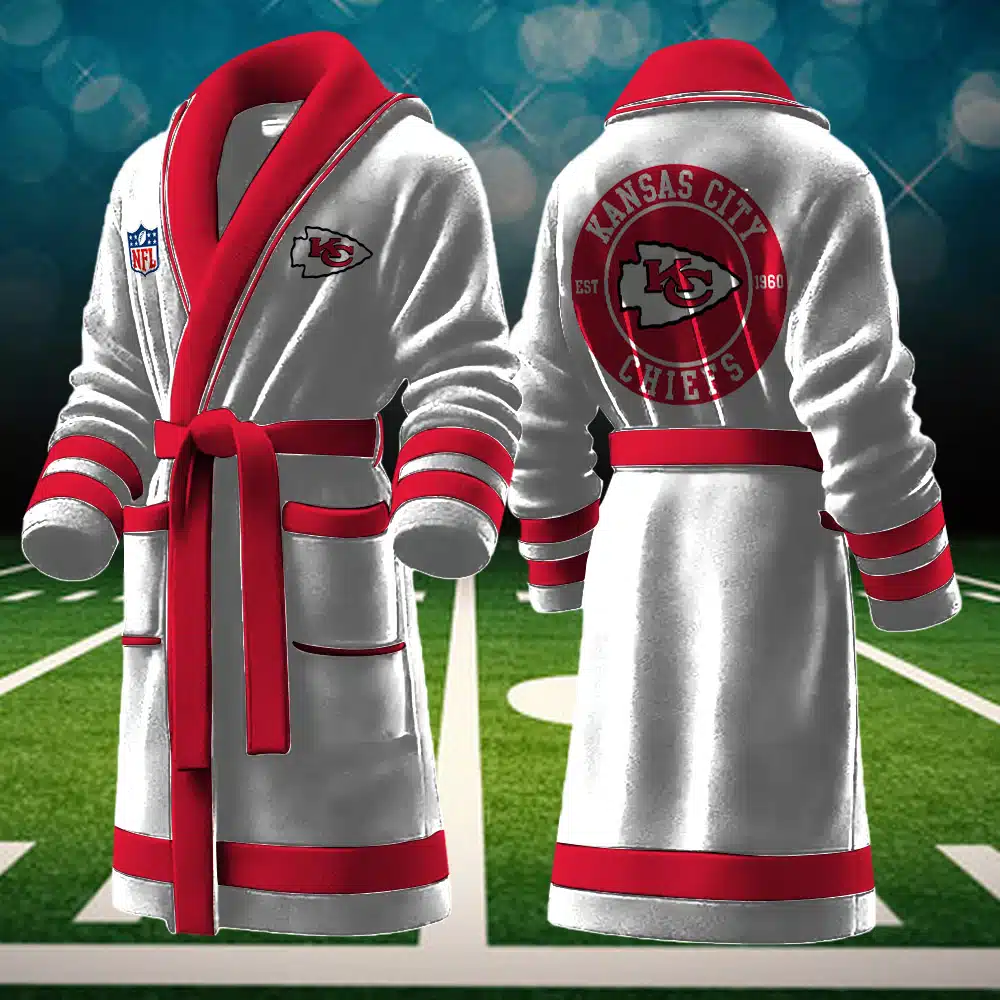 kansas city chiefs nfl personalized fleece bathrobe lptlm