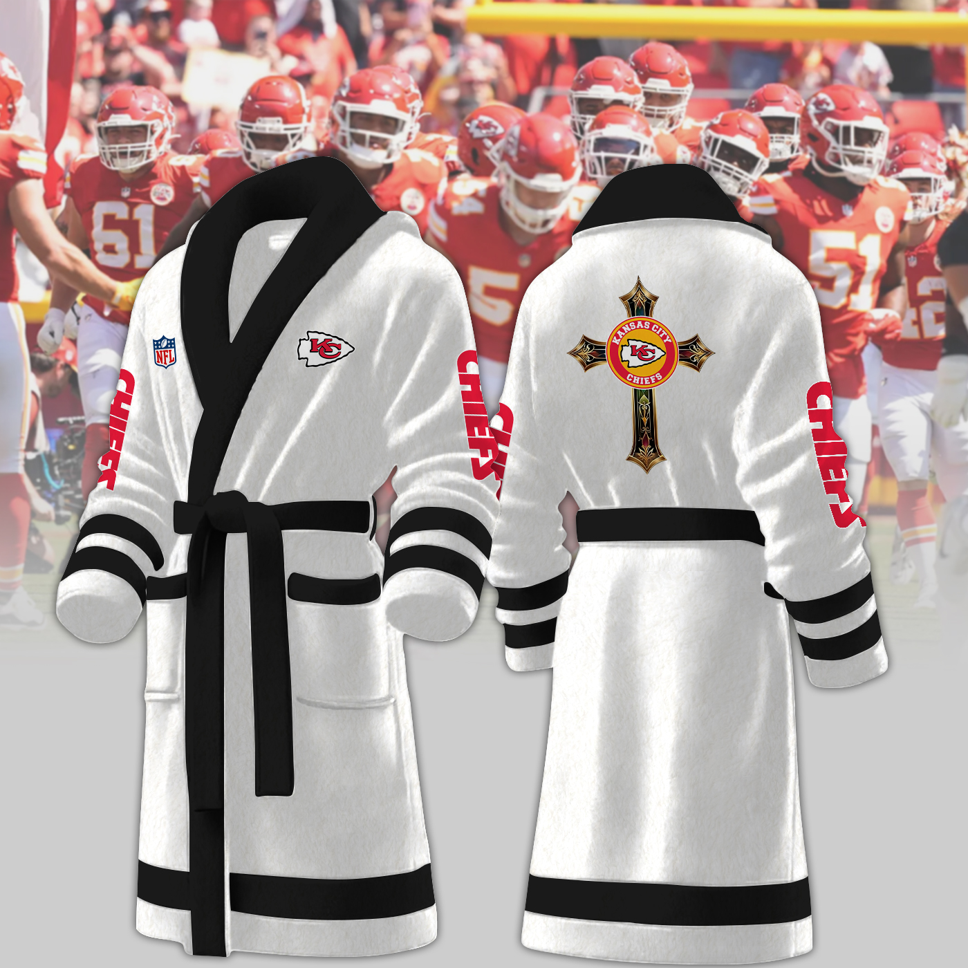 kansas city chiefs nfl personalized fleece bathrobe msrhz