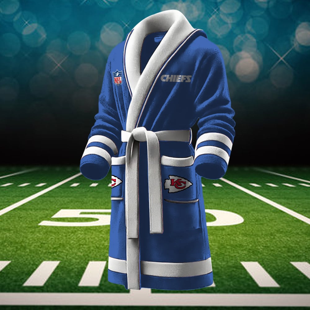 kansas city chiefs nfl personalized fleece bathrobe rivn3