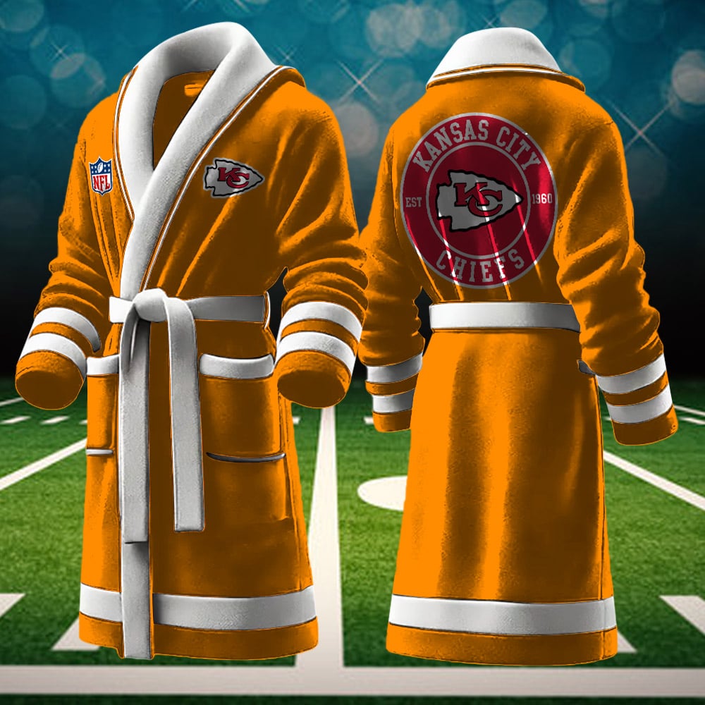 kansas city chiefs nfl personalized fleece bathrobe wuthu