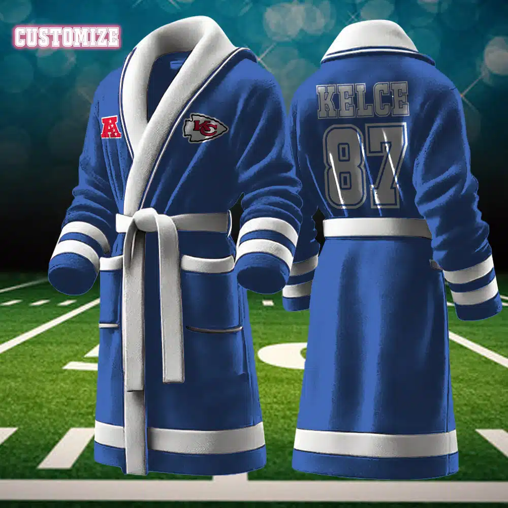 kansas city chiefs nfl personalized fleece bathrobe y569c