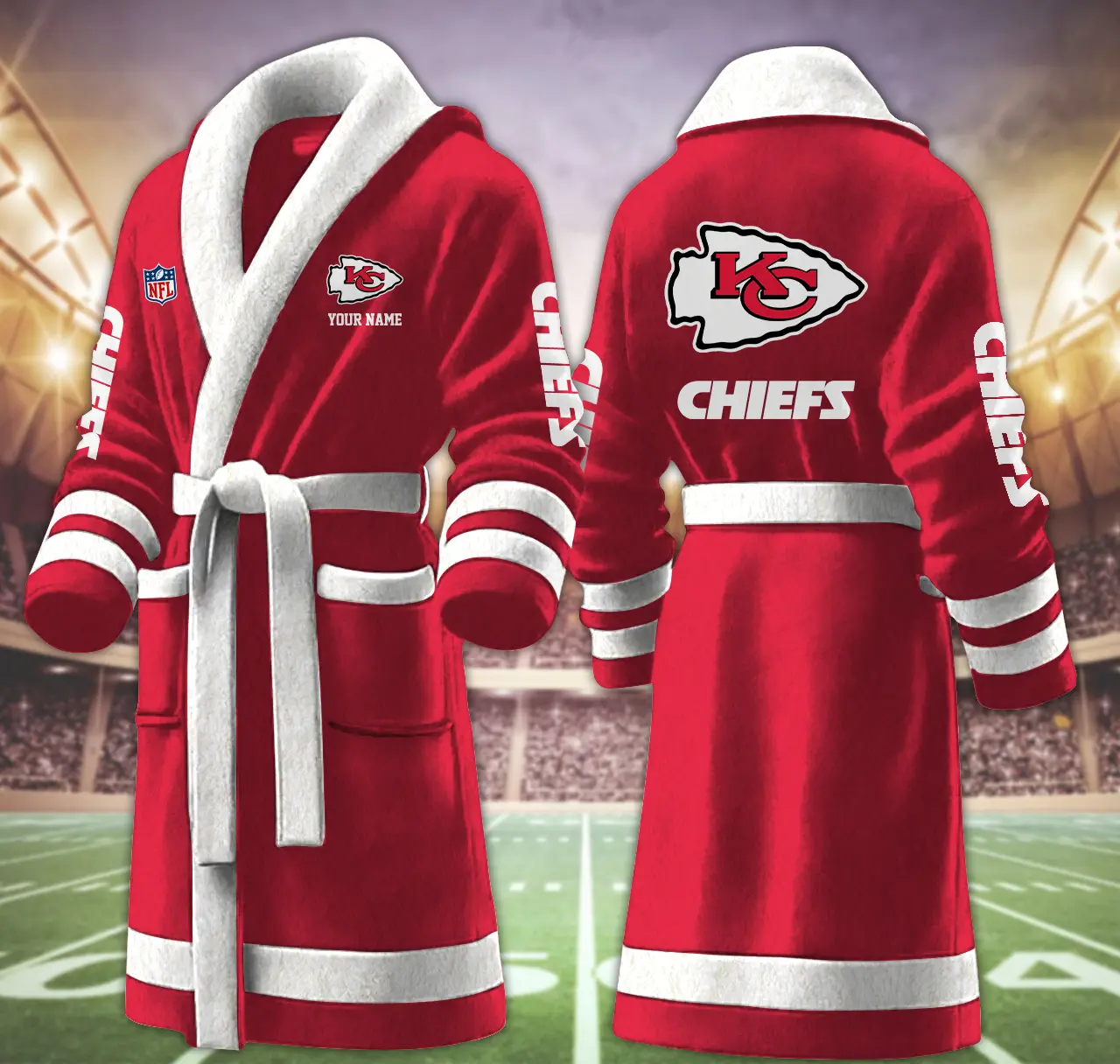 kansas city chiefs nfl personalized fleece bathrobe yrtex