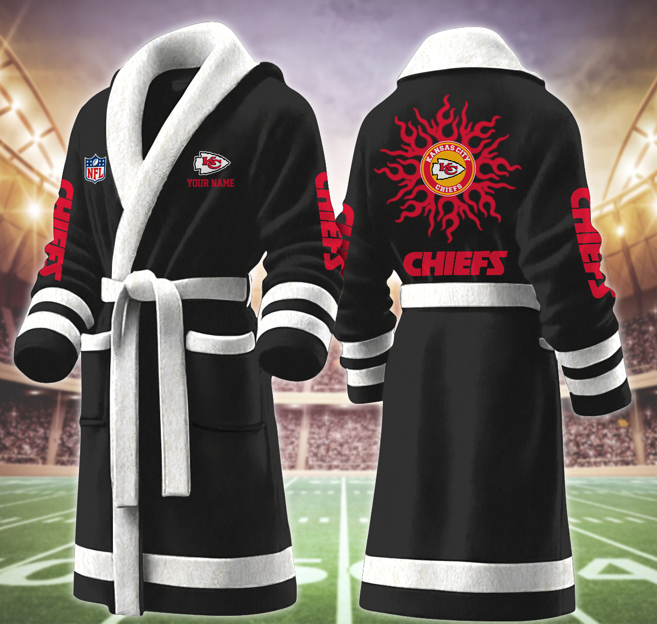 kansas city chiefs nfl personalized fleece bathrobe zrqnx