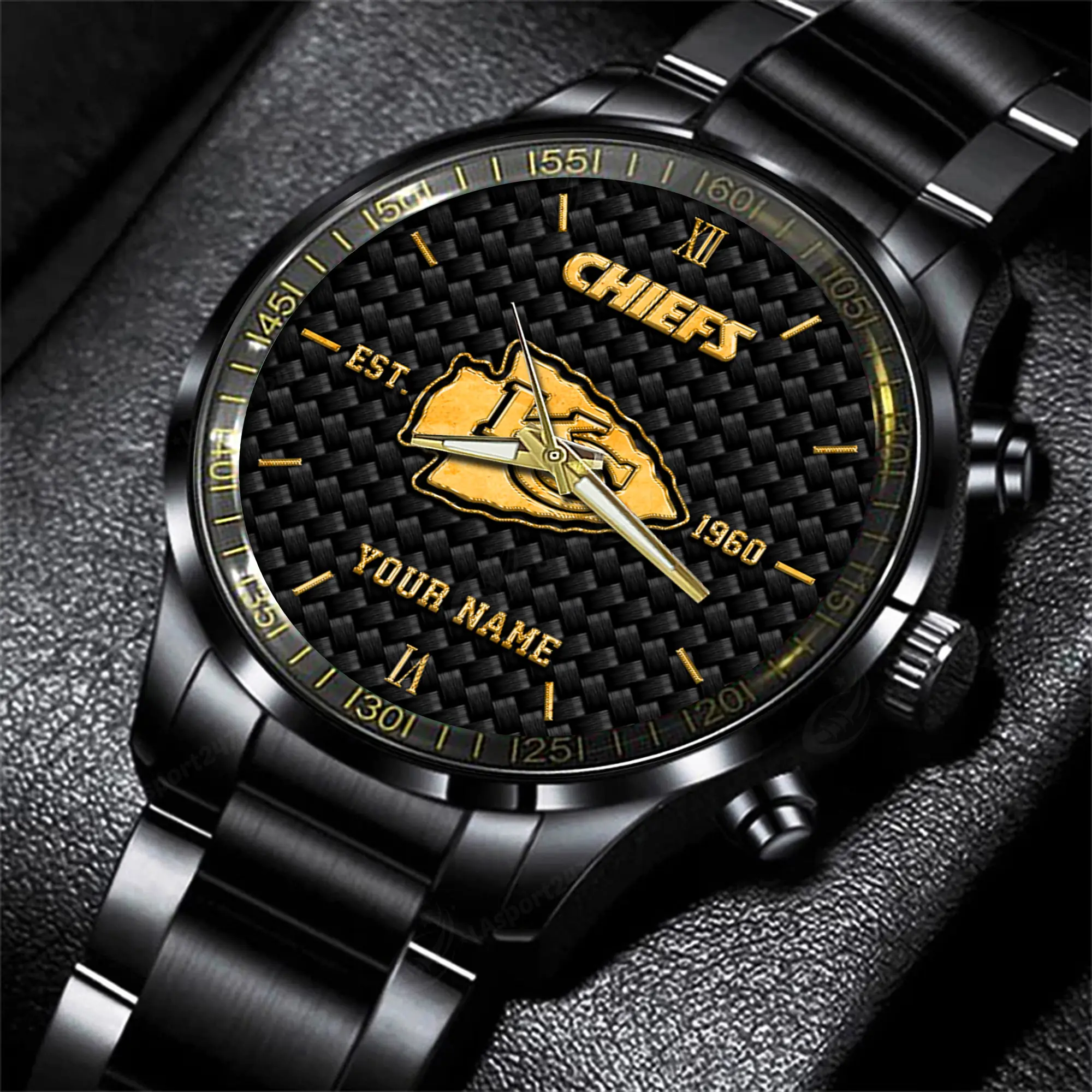 kansas city nfl black fashion hand watch custom your name gift for fan sarl8