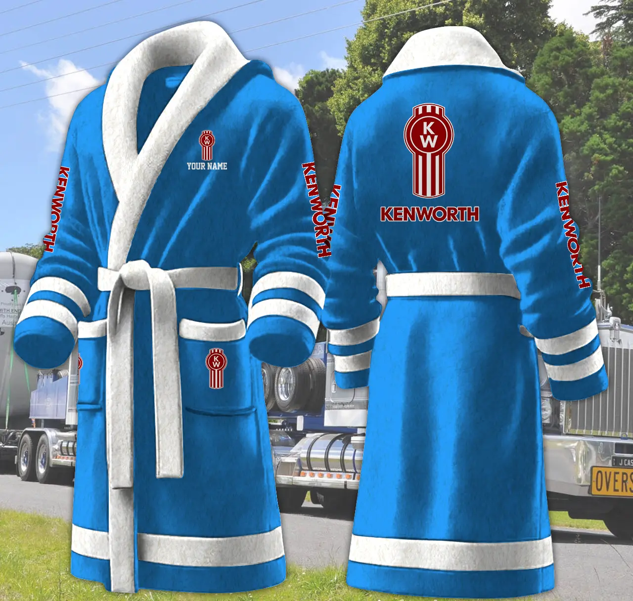 kenworth motocycles personalized fleece bathrobe dijkg