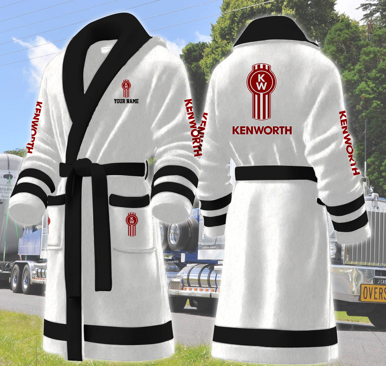 kenworth motocycles personalized fleece bathrobe sjwjg