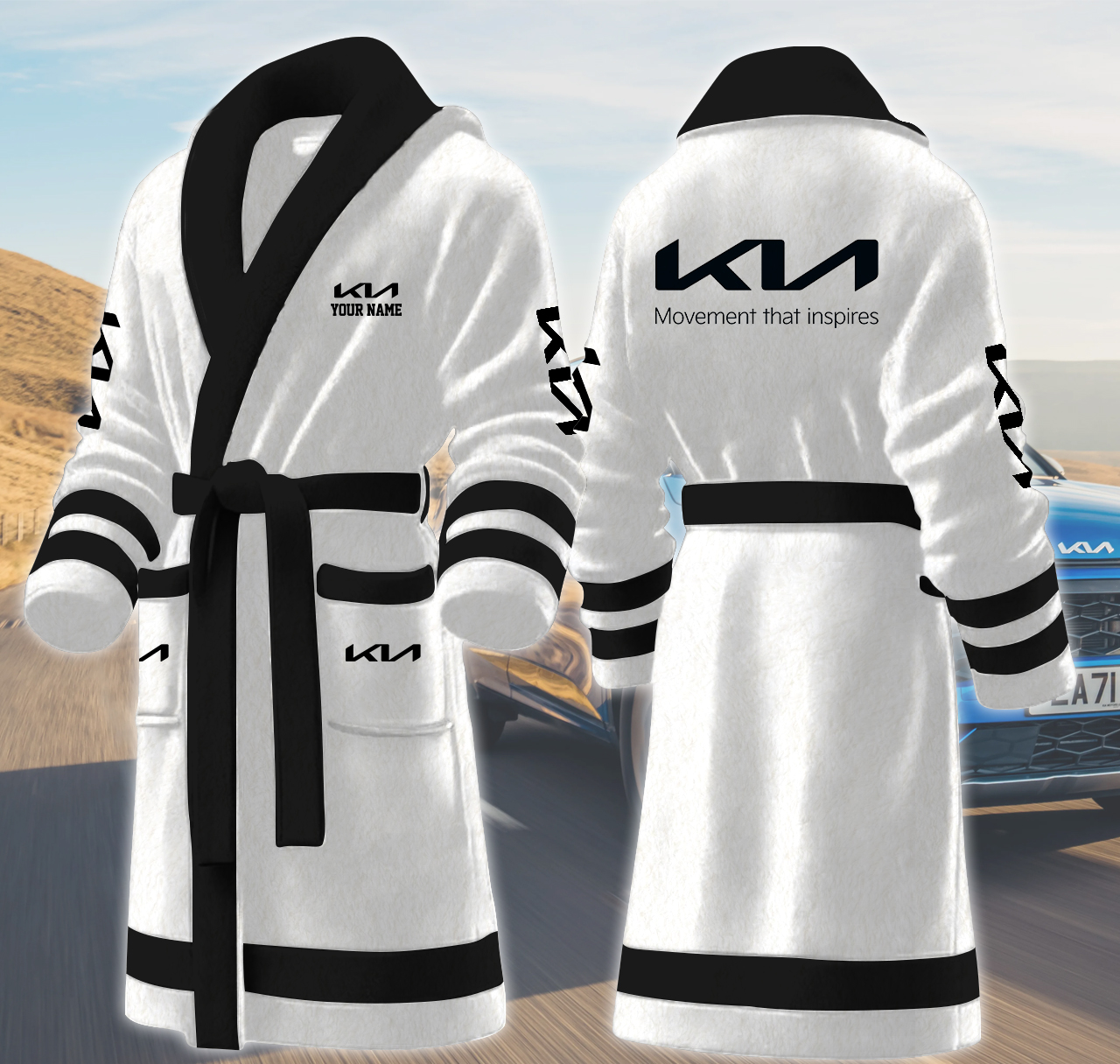 kia motocycles personalized fleece bathrobe 6avxf
