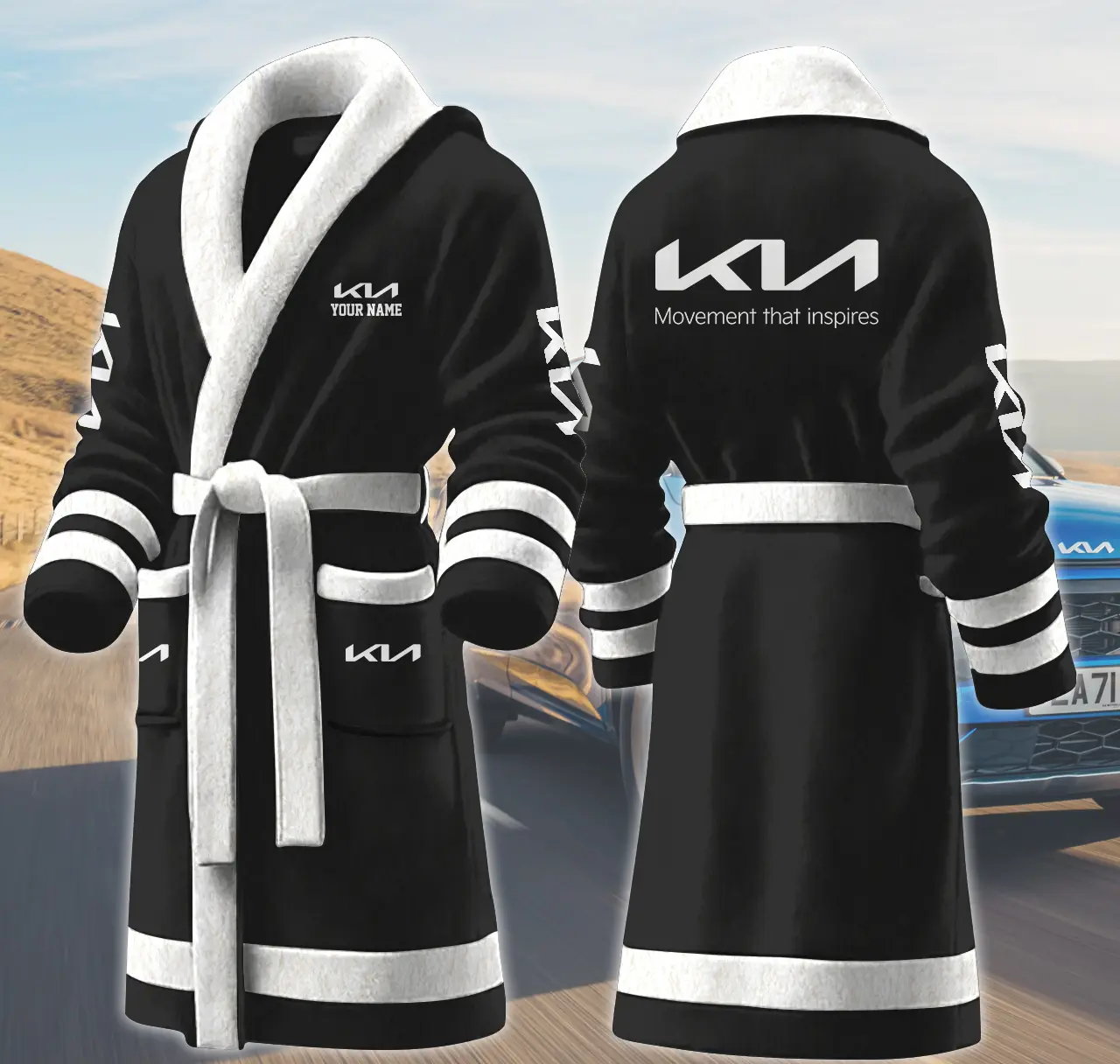 kia motocycles personalized fleece bathrobe cix6x