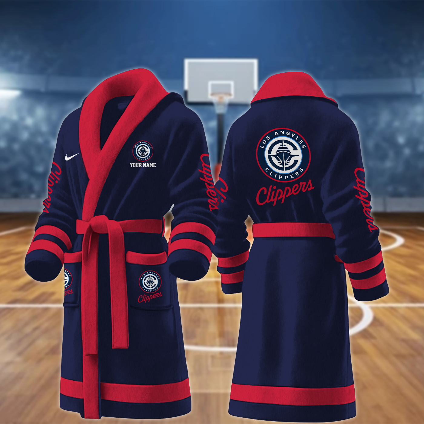 la clippers nba personalized fleece bathrobe isv5t