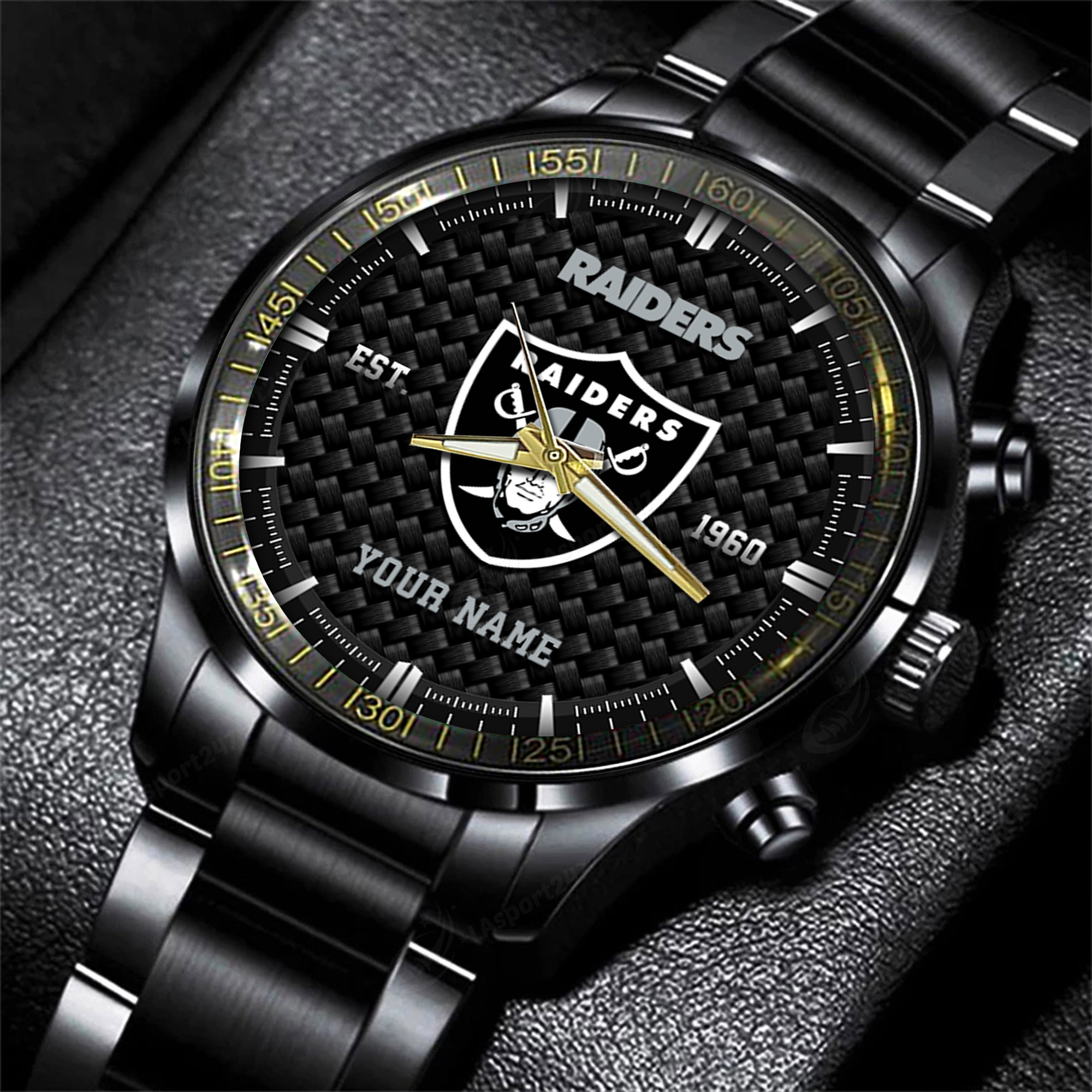 las vegas raiders nfl black fashion hand watch custom your name gift for fan bvlkc