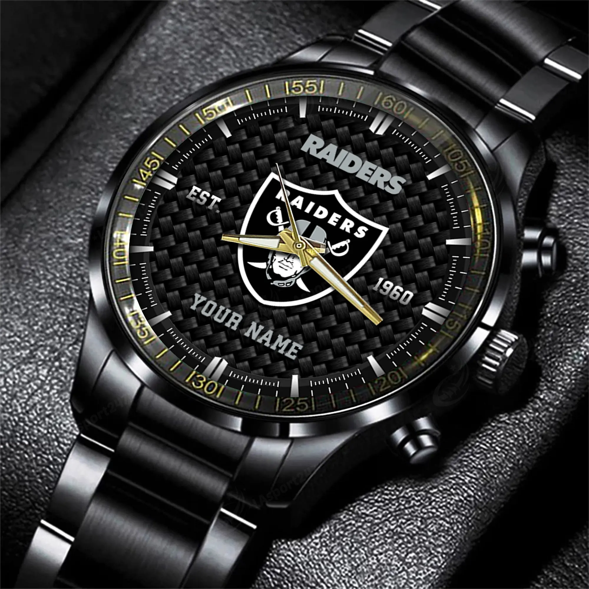 las vegas raiders nfl black fashion hand watch custom your name gift for fan bvlkc