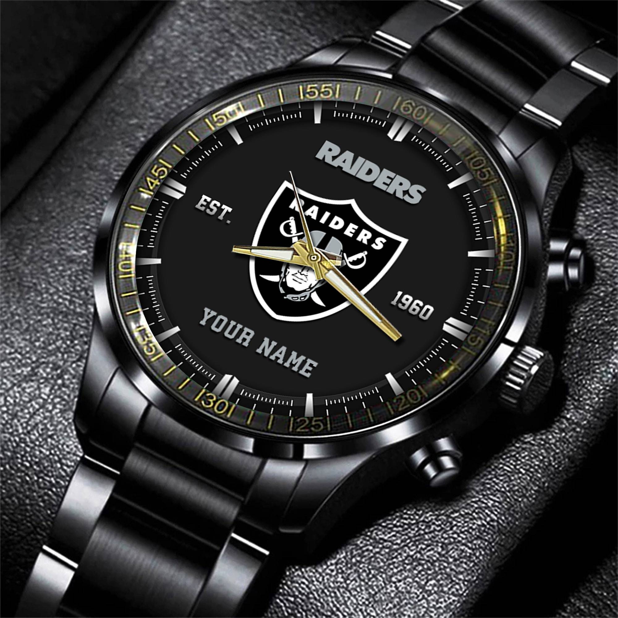las vegas raiders nfl personalized black fashion watch gifts for fans y65ez