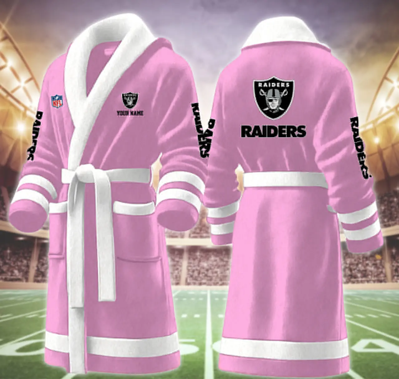 las vegas raiders nfl personalized fleece bathrobe 4ejhp