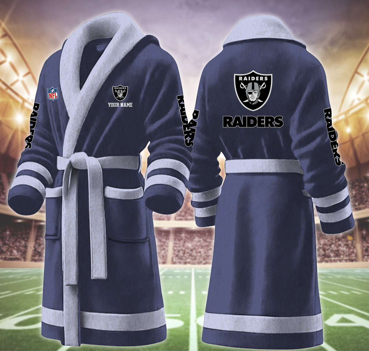 las vegas raiders nfl personalized fleece bathrobe 7bzsx