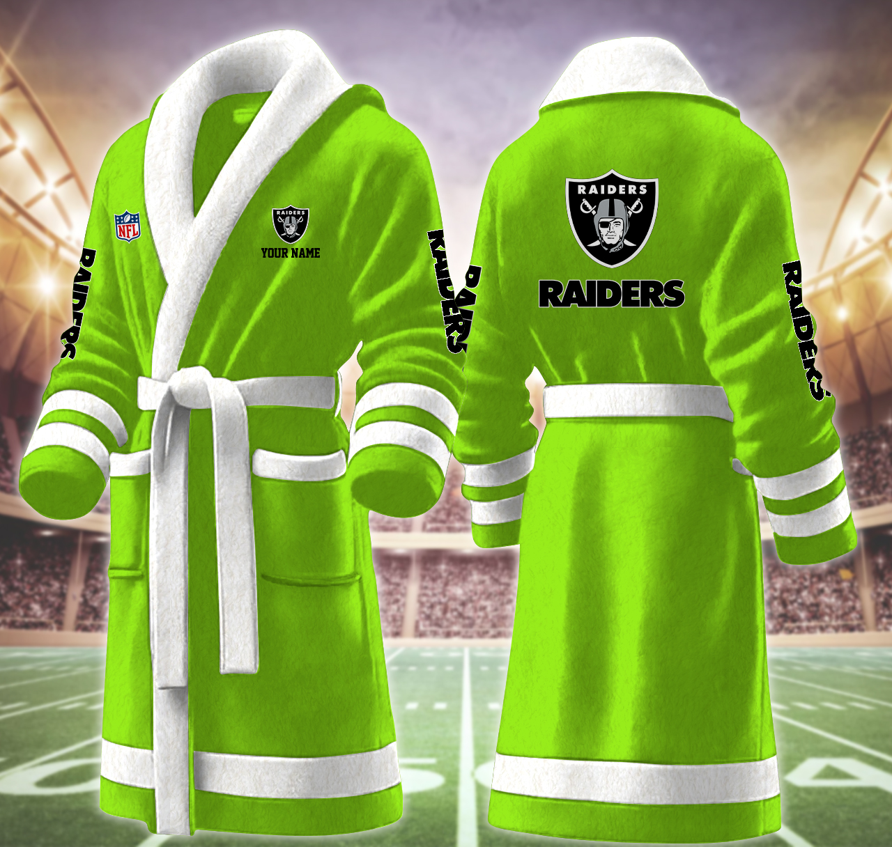 las vegas raiders nfl personalized fleece bathrobe elxo3